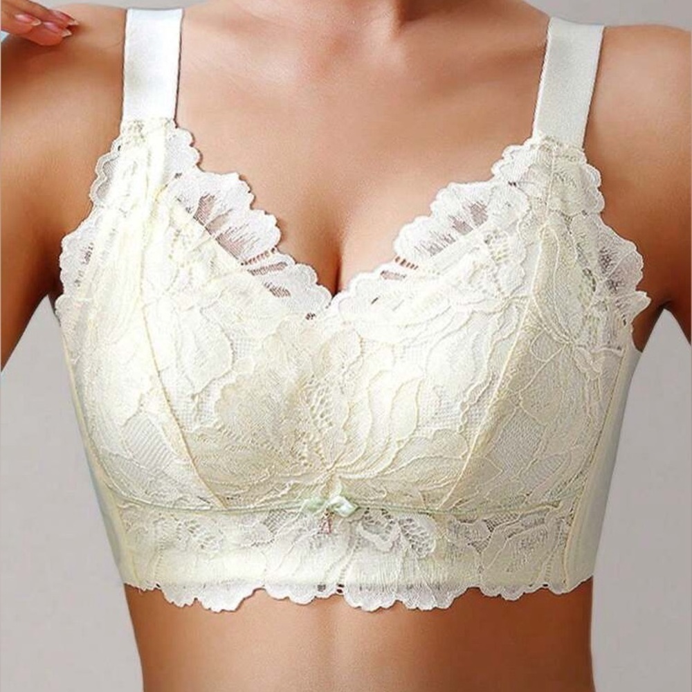Champagne and Ivory Full Coverage Lace Bralette in Cream Womens size 40D